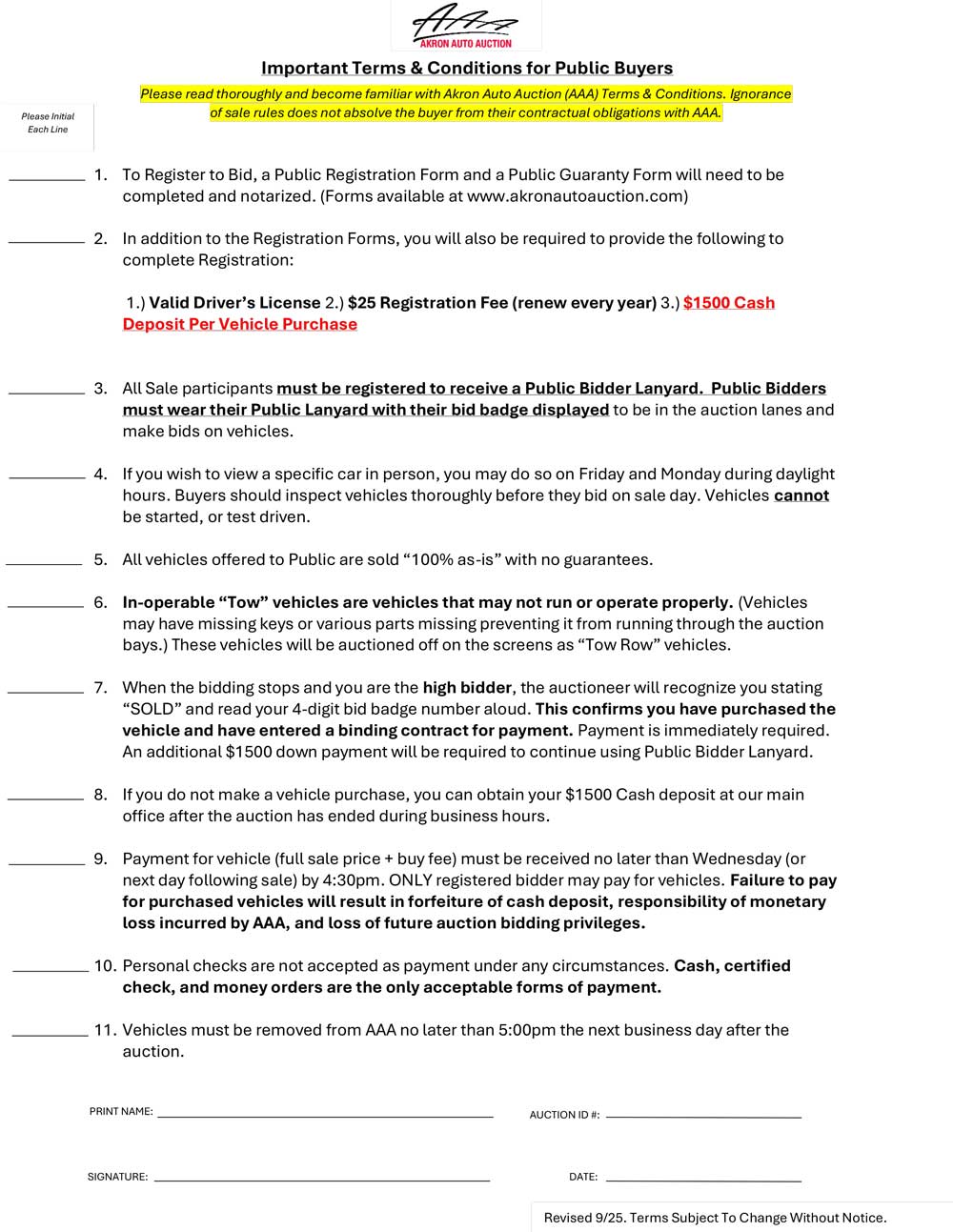 Public Sale Information